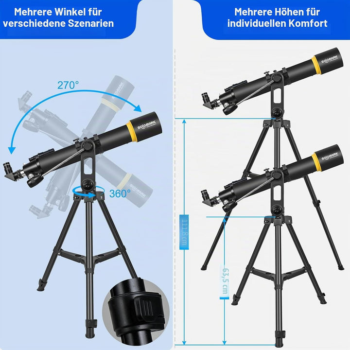 Teleskop für Erwachsene, Professionelle Hochleistungs 90mm Blende 800mm Refraktor Teleskope für Astr