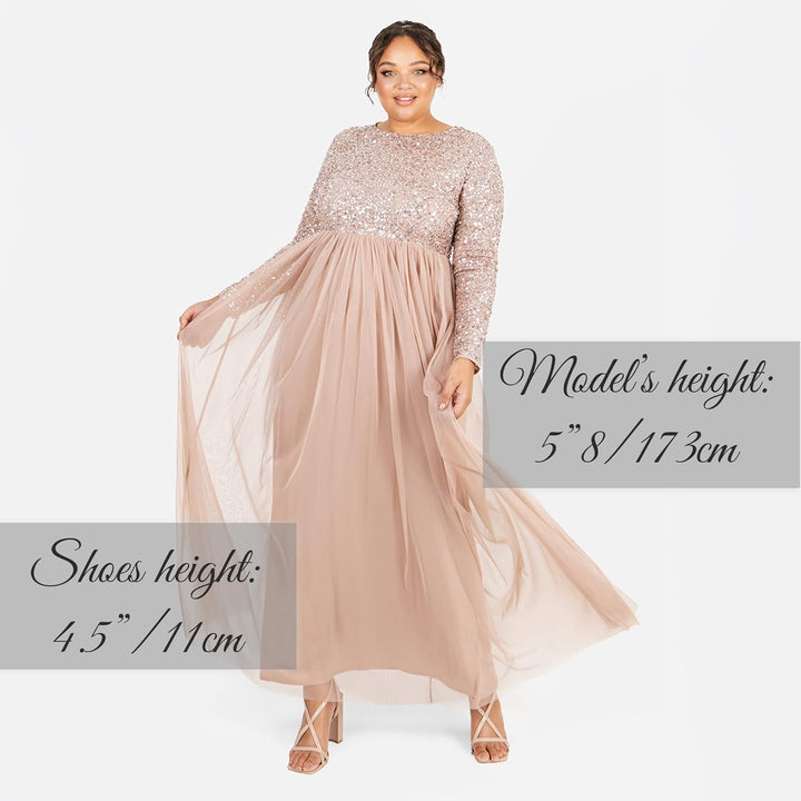 Maya Deluxe Women's Damen Bridesmaid Dress, Taupe Blush, 40 EU