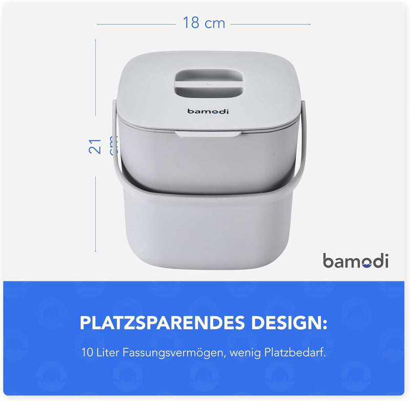 Bamodi Biomülleimer Küche Doppelte Compartment, Plastik, für Kompost oder kleine Abfälle in Küche/Ba