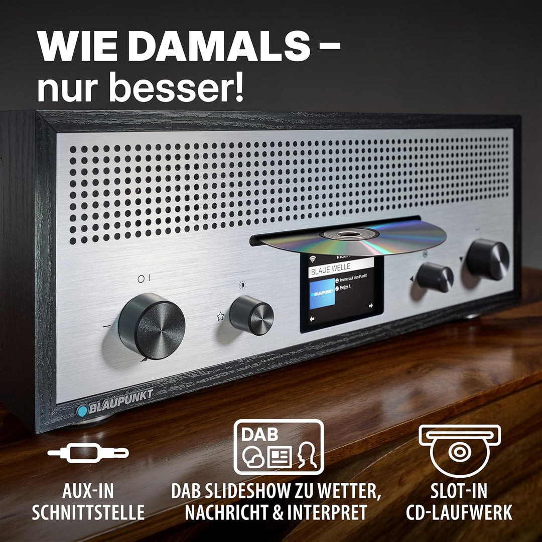 BLAUPUNKT Nostalgieradio Milano RXD 1900 DAB+ mit AUX IN und Bluetooth - 2X 15 Watt RMS Radio mit LC