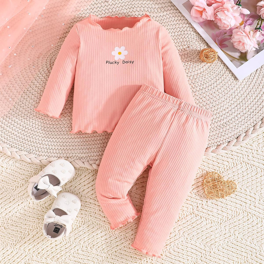 Kleinkind Baby Mädchen kleidung Set Rüschen Gerippte Kurzarm/Langarm T-Shirt Tops + Shorts Hosen 4Pc