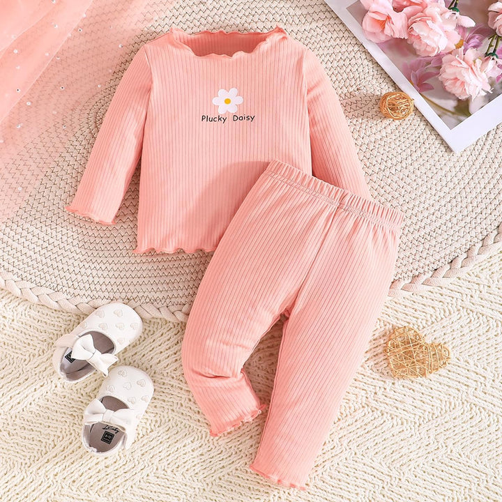 Kleinkind Baby Mädchen kleidung Set Rüschen Gerippte Kurzarm/Langarm T-Shirt Tops + Shorts Hosen 4Pc