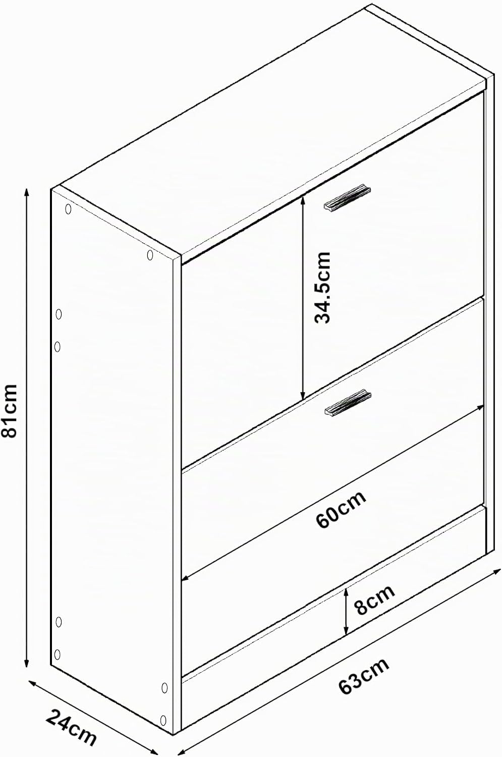 [en.casa] Schuhschrank Sykkylven Schuhkipper mit 2 Klappen Schuhkommode für 12 Paar Schuhe 81 x 63 x