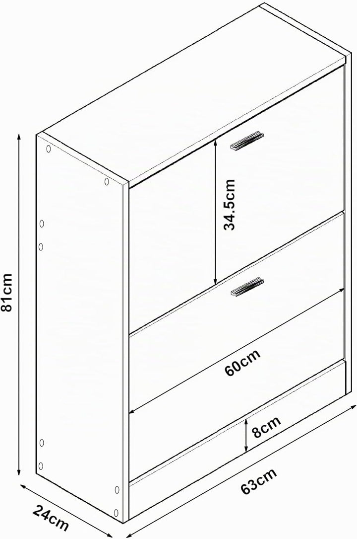 [en.casa] Schuhschrank Sykkylven Schuhkipper mit 2 Klappen Schuhkommode für 12 Paar Schuhe 81 x 63 x