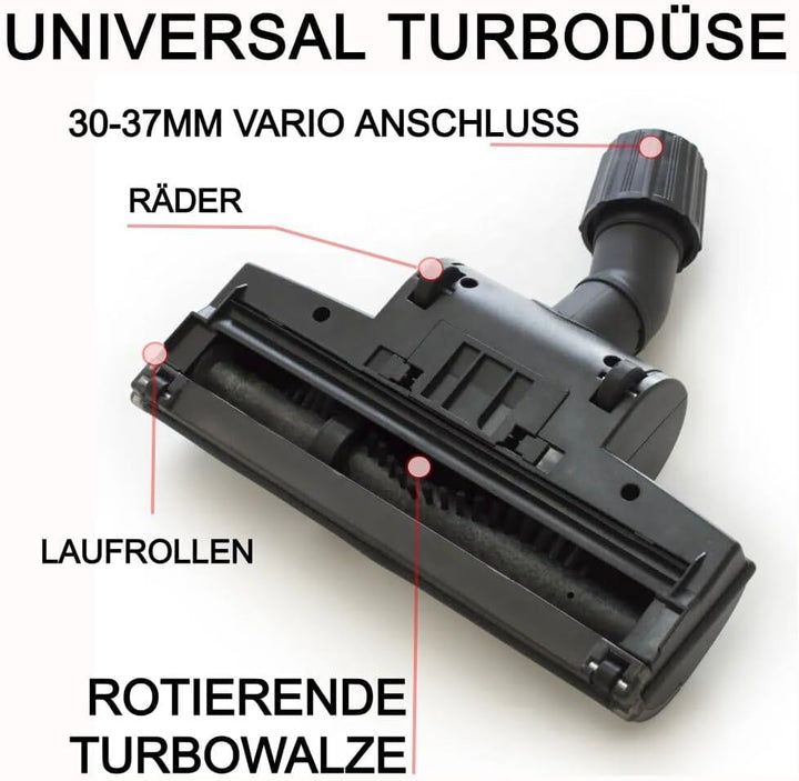 Profi Turbodüse Universal Bodendüse Ersatz für Original Staubsauger Düse mit rotierender Walze