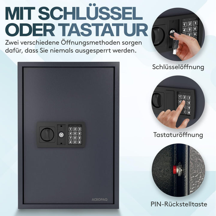 ACROPAQ Schlüsselschrank mit Zahlencode - Für bis zu 100 Schlüssel, Inkl. 100 Anhänger, Mit elektron