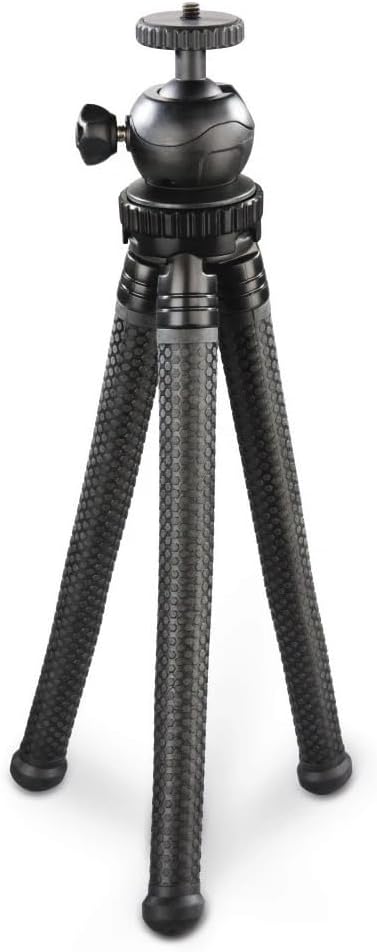Hama Stativ Flexpro (für Smartphone, GoPro und Kameras, mit Gelenkfüssen, Höhe 27 cm) schwarz, Schwa