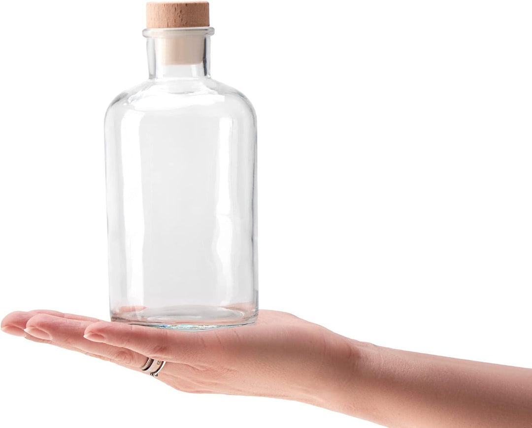 COM-FOUR® 6x Glasflasche 500 ml mit Korken - leere Flasche mit Korkenverschluss - Glasbehälter zum B