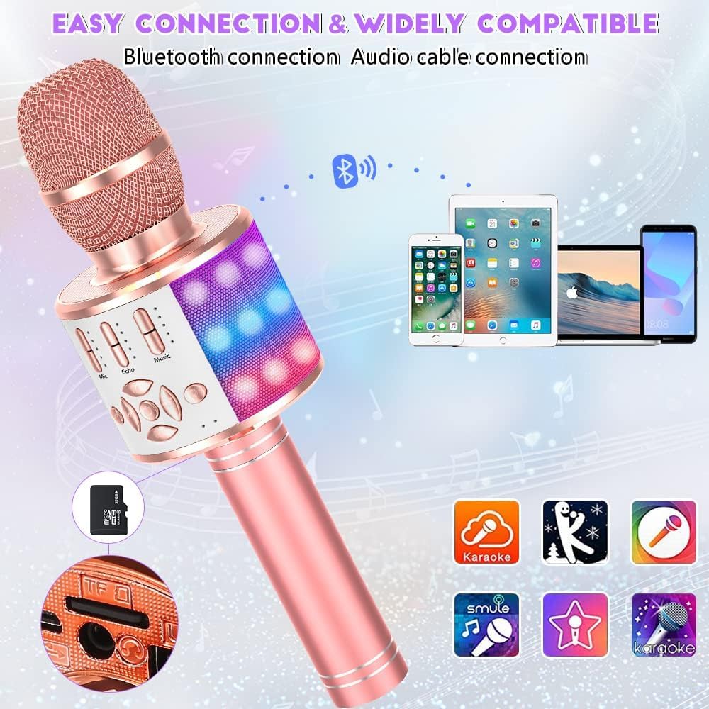 Ankuka Karaoke Mikrofon, Drahtlose Bluetooth Mikrophone Tragbares mit Lautsprecher, für Erwachsene u