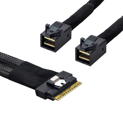 NFHK PCI-E Ultraport Slimline SAS Slim 4.0 SFF-8654 8i 74pin auf Dual SFF-8643 4i Mini SAS HD Kabel