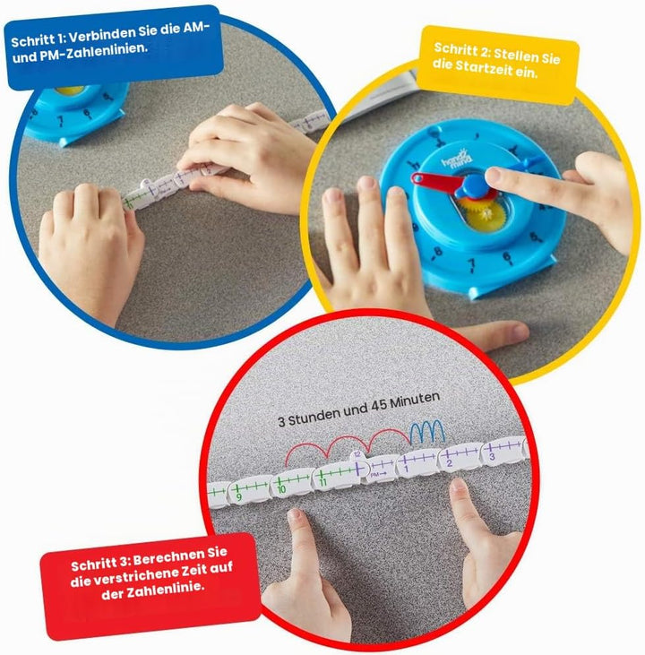Learning Resources Zeitgemässe Zahlenleisten-Uhr für Kinder, Uhrzeit erlernen, Mathe-Anschauungsmate