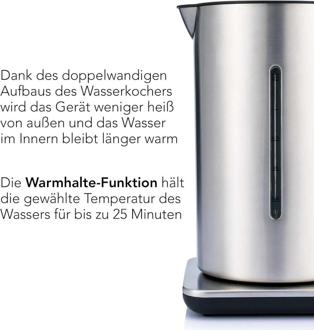 Wilfa Svart Format Wasserkocher / 1,25 Liter / 2.200 Watt/manuelle Temperaturregelung 40 bis 100 Gra