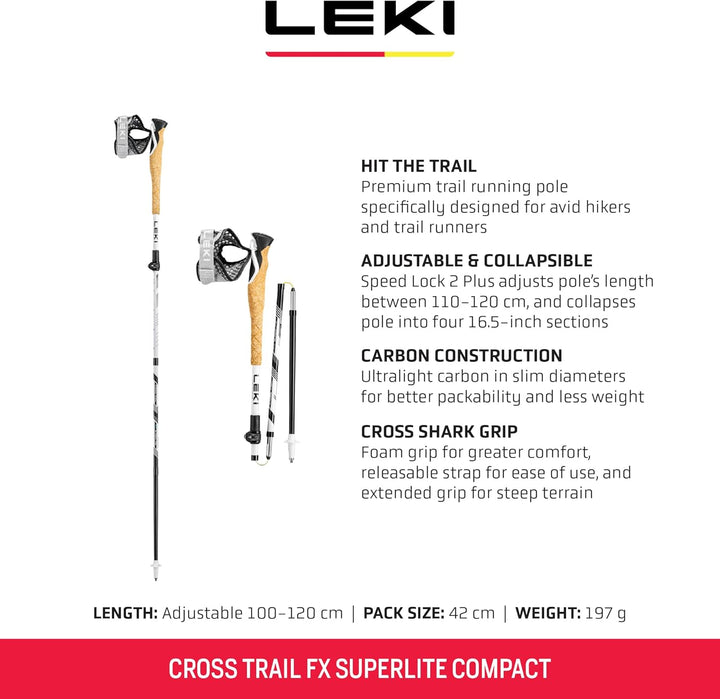 Leki Cross Trail FX Superlite compact Stöcke Taglia unica white-mint-black, Taglia unica white-mint-