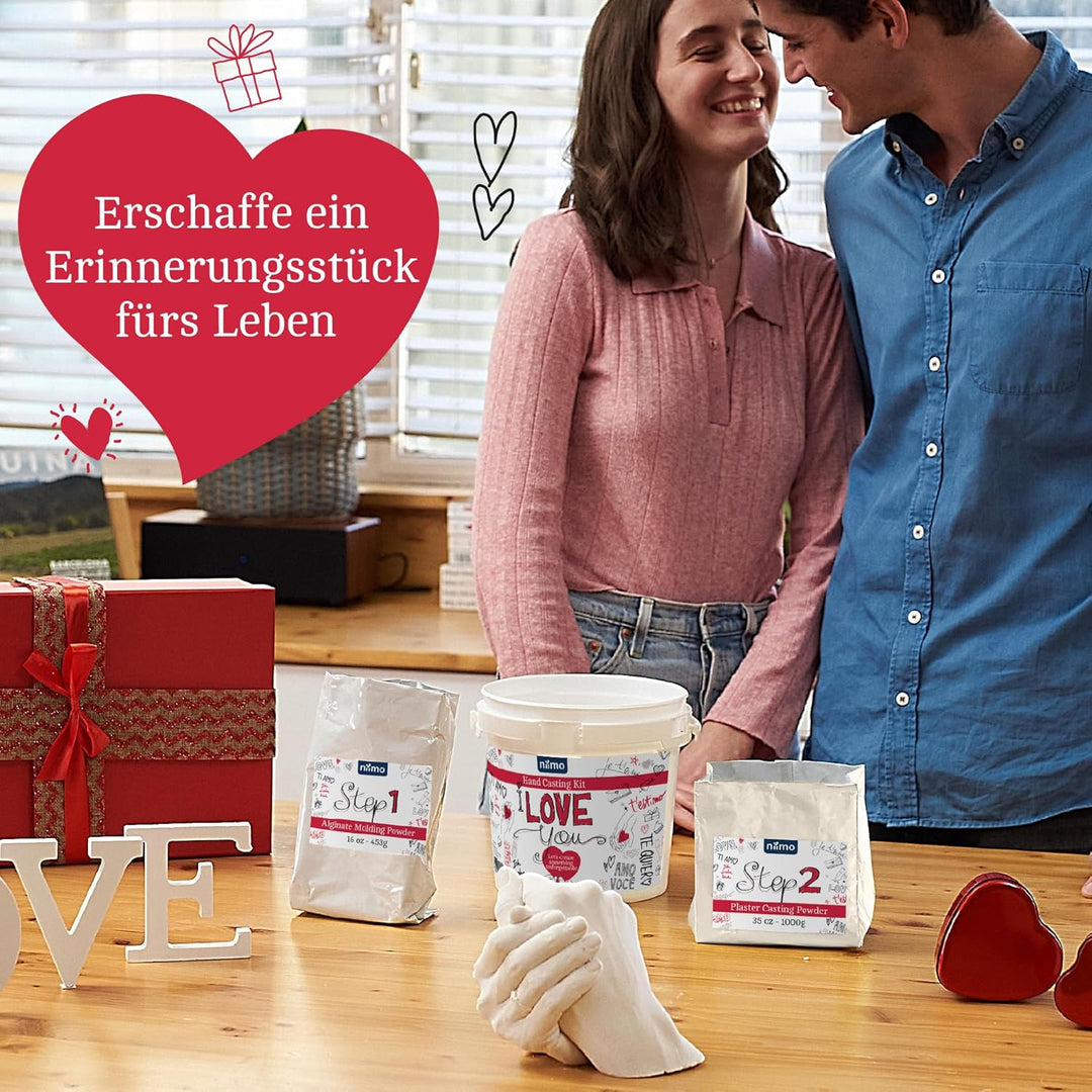 Niimo® 'I love you' 3D Handabdruck Set für Paare - Personalisierte Geschenke für Frauen & Männer, De