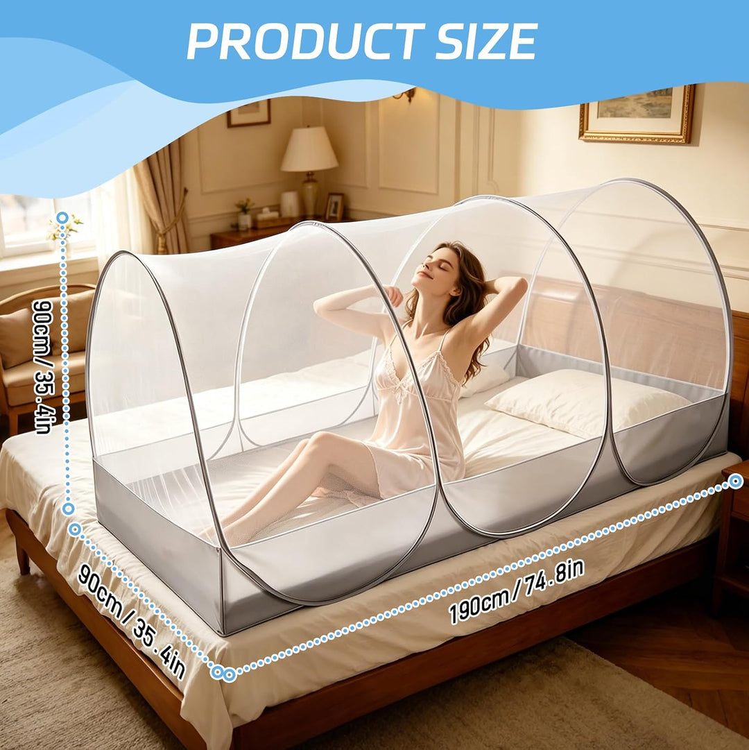 LIROPAU Moskitonetz Pop Up 190x90x90cm, Tragbares Campingzelt mit Reissverschluss für Zuhause, Reise