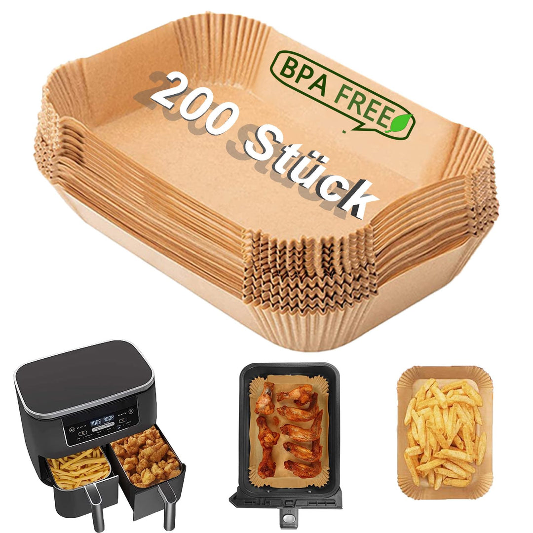 Joyes Backpapier für Ninja Heissluftfritteuse, 200 Stück 21cm Airfryer Backpapier für Dual Zone, Air