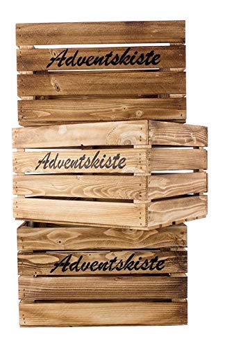 flambierte/braune Obstkiste mit Aufschrift Adventskiste 50cm x 40cm x 30cm 8er set Weihnachten Kiste