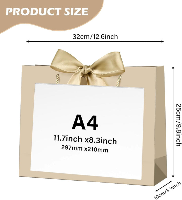 Geschenktüte mit Schleife,Geschenktüte Weiss,Geschenktaschen für Geburtstag, Hochzeit, Festivalfeier