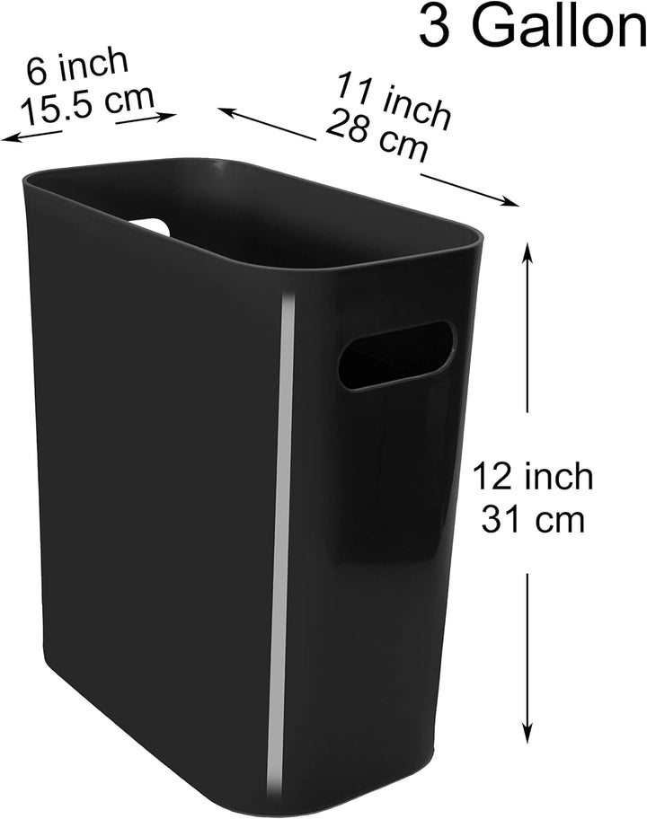 Youngever 2er Pack Schmaler Mülleimer, 10L Kunststoff Müllbehälter, Mülleimer mit Griffen für Heimbü