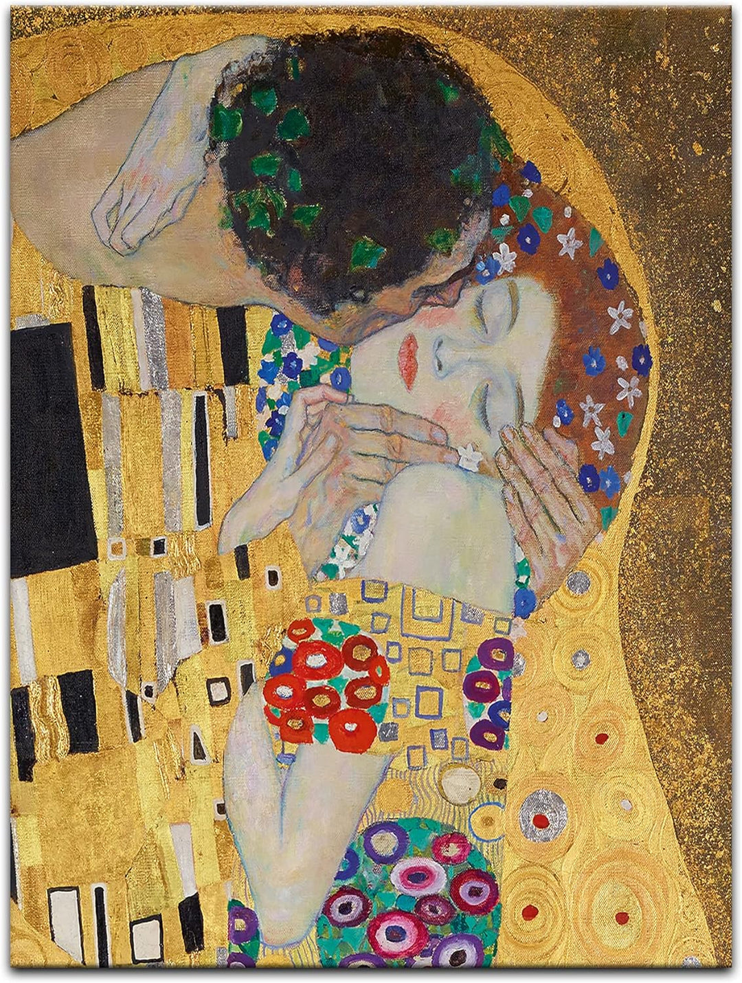 Bilderdepot24 Bild auf Leinwand | Gustav Klimt - Der Kuss in 50x60 cm als Wandbild | Wand-deko Dekor