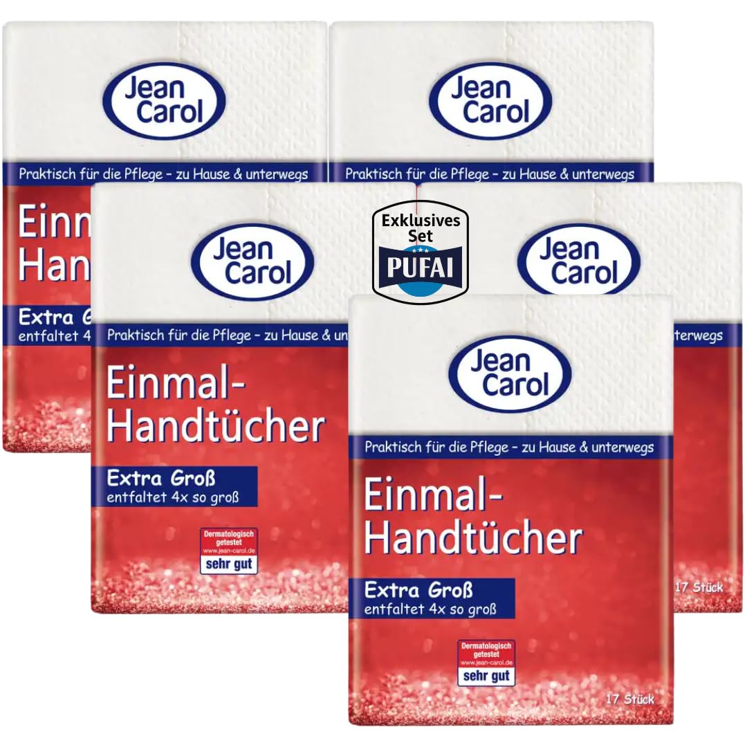 Jean Carol Einmalhandtücher – 17 Stück, 5er Pack | Weich & saugfähig | Hygienische Lösung für Alltag