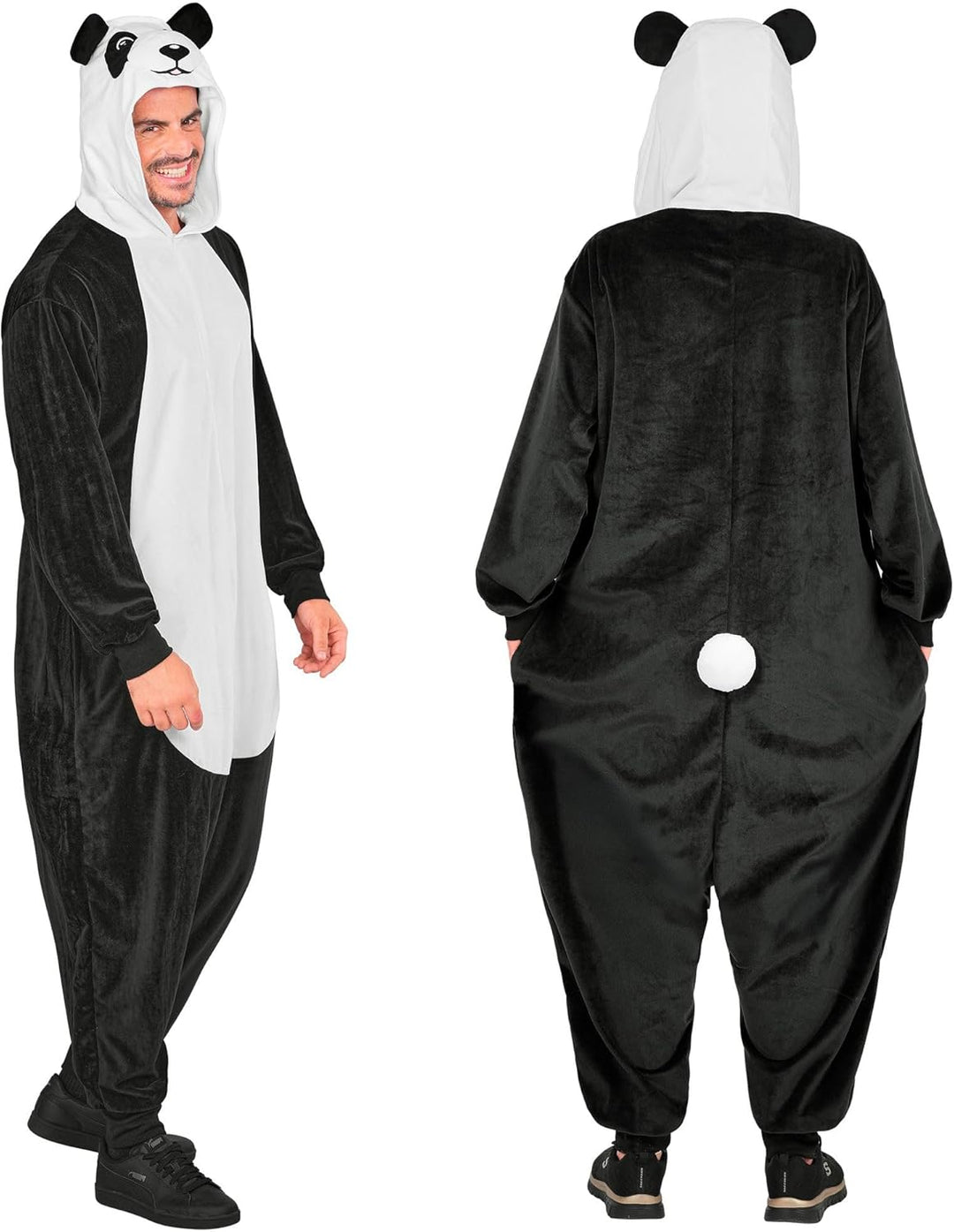 W WIDMANN MILANO Party Fashion - Tier Overall für Erwachsene, weicher Plüsch Jumpsuit mit Kapuze, Ti