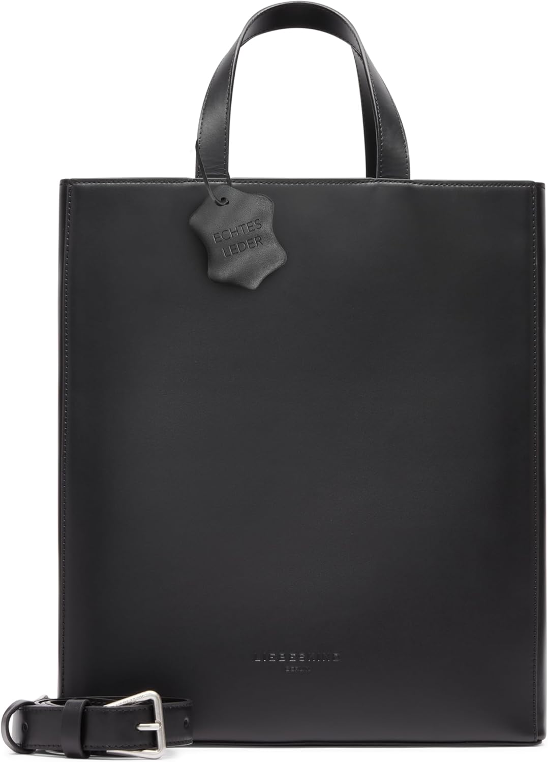 Liebeskind Berlin Paperbag Tote M – Paperbag Tasche aus Leder mit Jacquard-Schultergurt & Logodetail