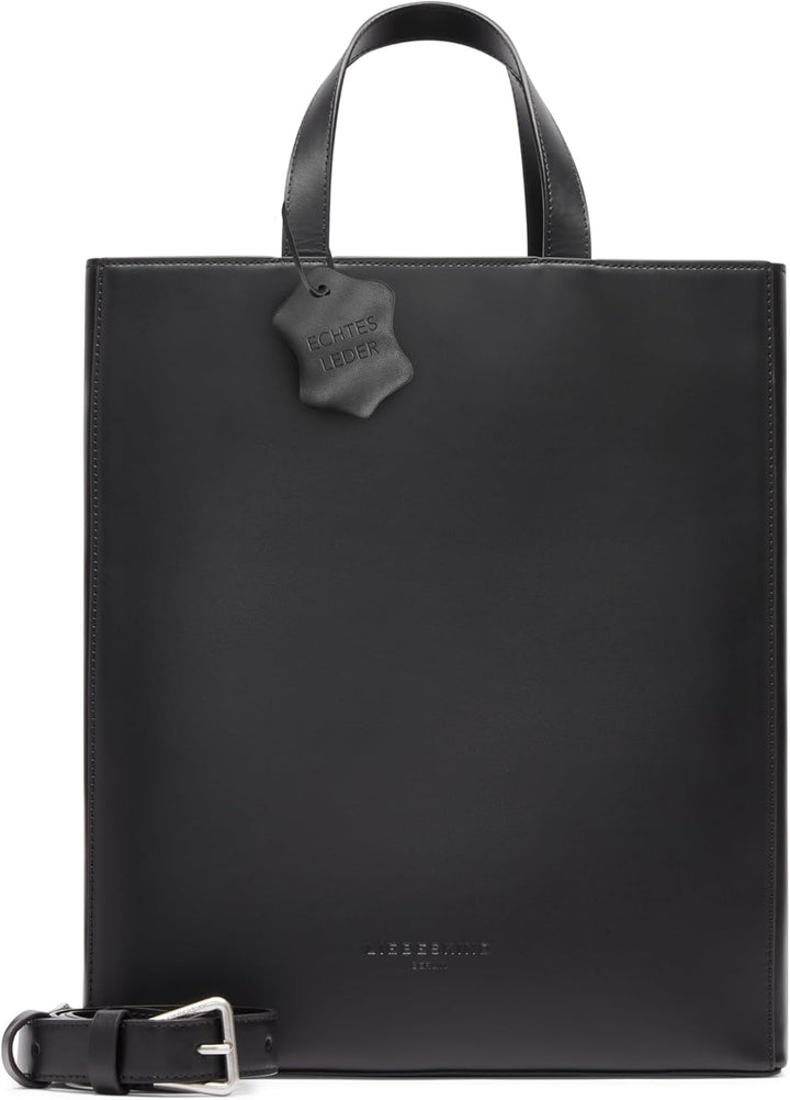 Liebeskind Berlin Paperbag Tote M – Paperbag Tasche aus Leder mit Jacquard-Schultergurt & Logodetail