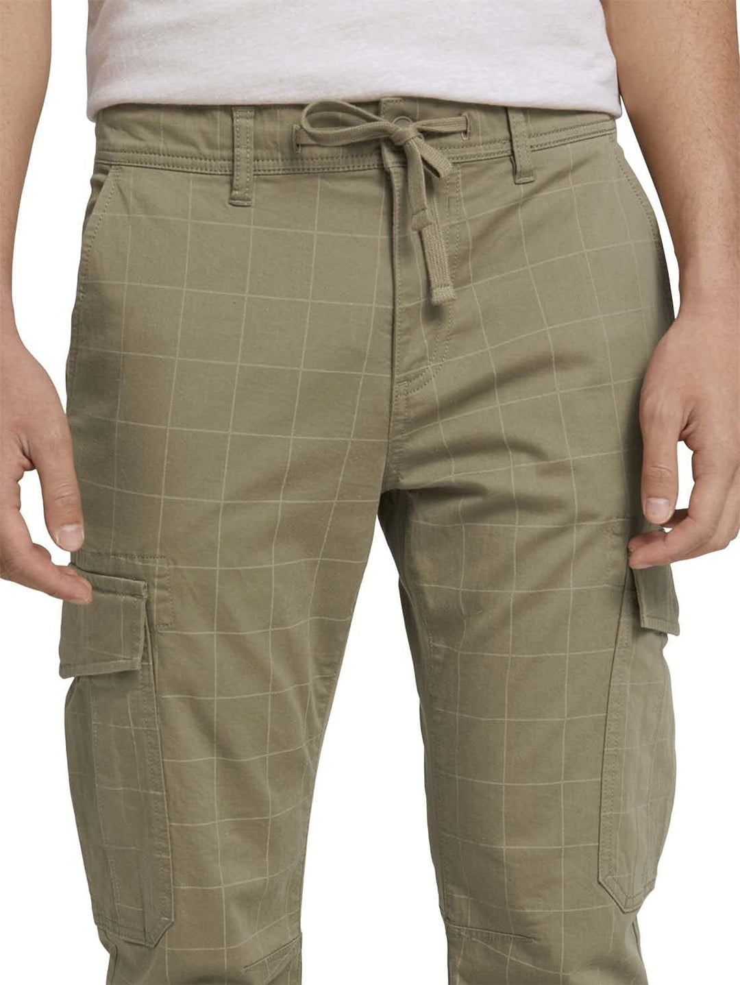 TOM TAILOR Denim Herren Cargo Hose S 27705 - Khaki Soft Check Print, S 27705 - Khaki Soft Check Prin
