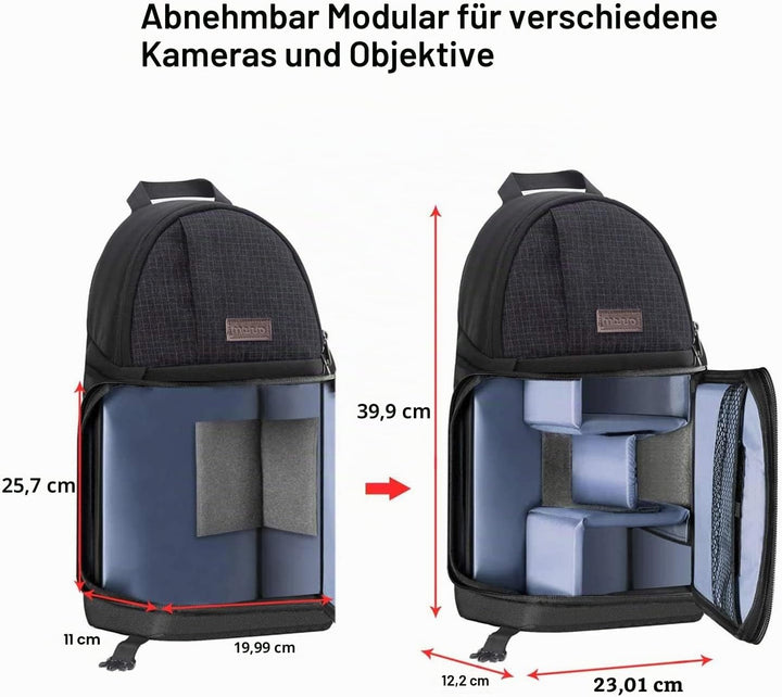 MOSISO Kameratasche Brust, DSLR/SLR/Spiegellose Kamera Rucksack Tasche Stossfester Fotografie Rucksa