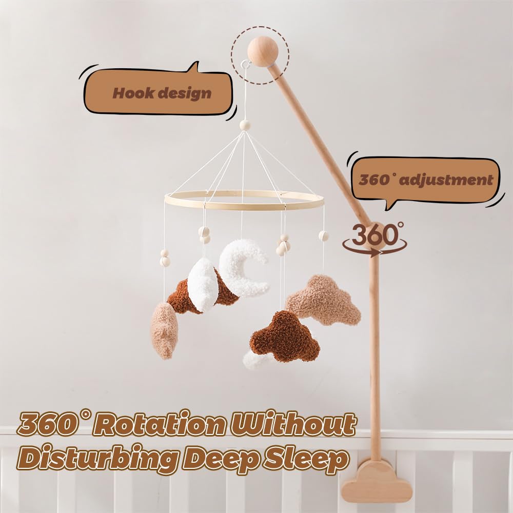 Mobile Halterung Wickeltisch, Wolken Holz Himmelstange Babybett, Abnehmbarer Mobile Halterung Holz H