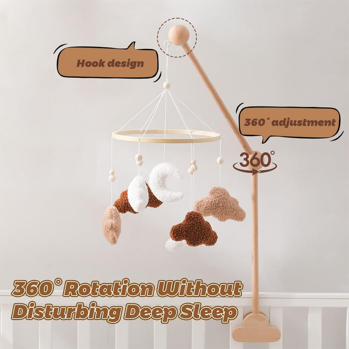 Mobile Halterung Wickeltisch, Wolken Holz Himmelstange Babybett, Abnehmbarer Mobile Halterung Holz H