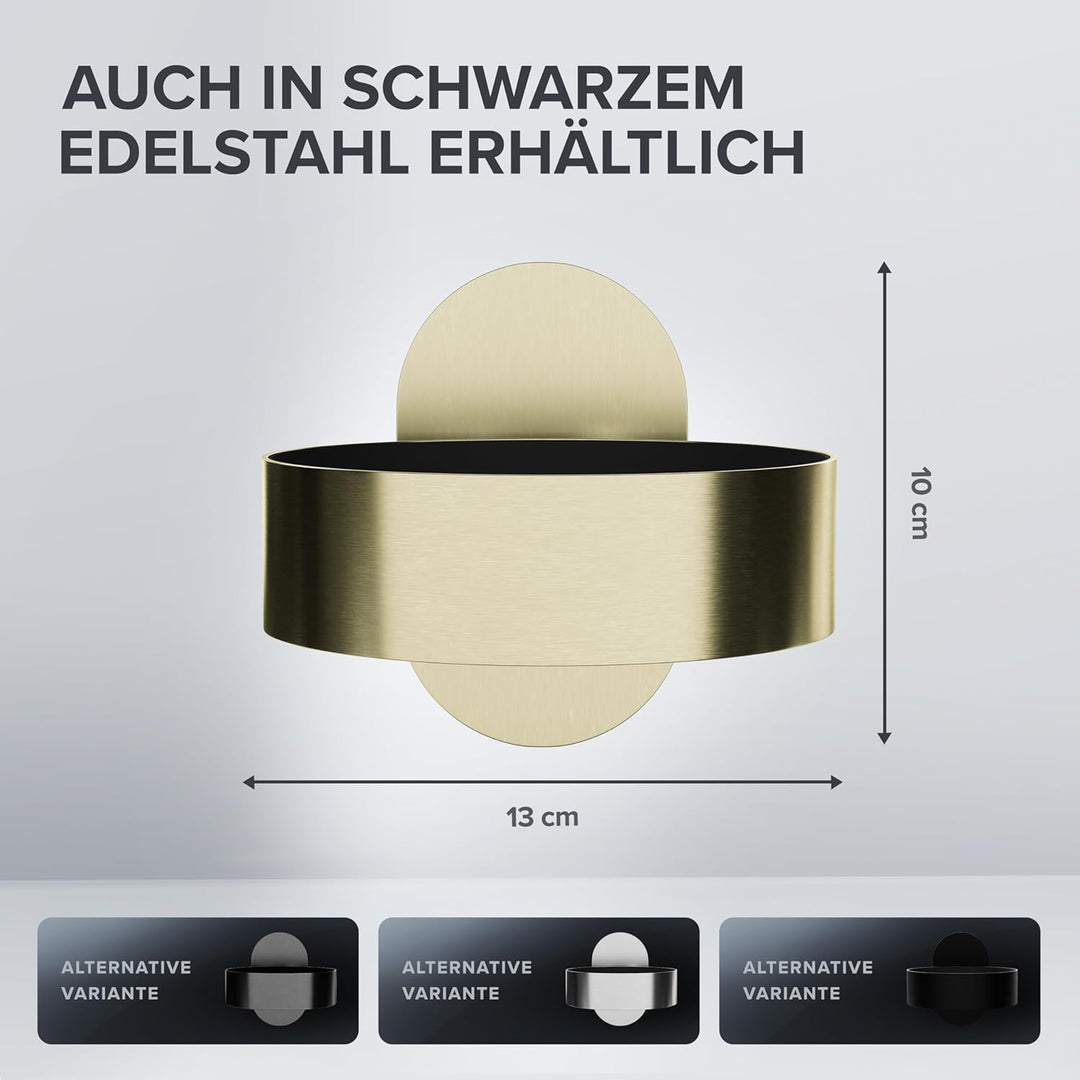 Haartrocknerhalter Godalen | Edelstahl | Gold | mit Wandmontage ohne Bohren | mit Fönpolsterung | zu