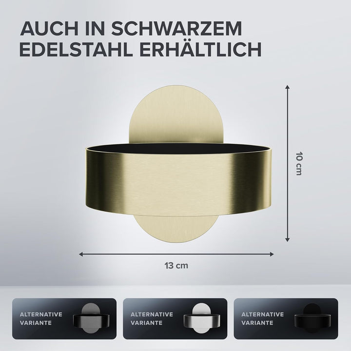 Haartrocknerhalter Godalen | Edelstahl | Gold | mit Wandmontage ohne Bohren | mit Fönpolsterung | zu