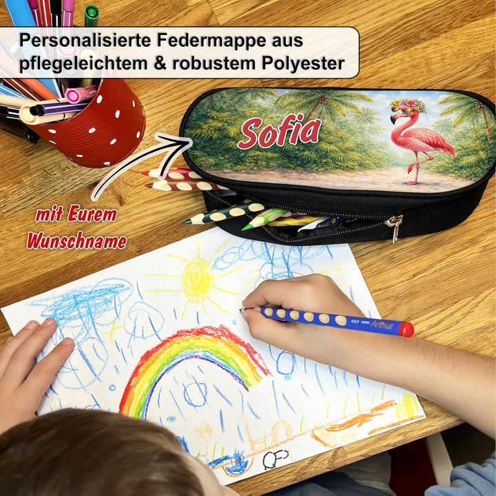 Federmäppchen mit Name personalisiert, rosa, türkis blau Stiftebox Federtasche, Geschenkidee Schulan