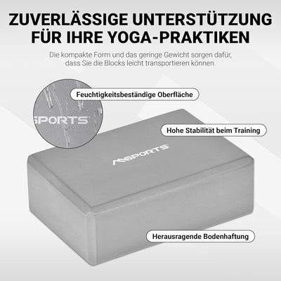 MSPORTS Yogablock Premium I 2er Pack Yogaklotz Anthrazit 2x Yogablöcke, Anthrazit 2x Yogablöcke