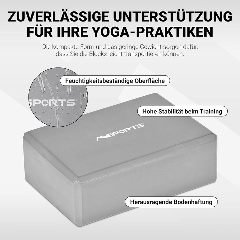 MSPORTS Yogablock Premium I 2er Pack Yogaklotz Anthrazit 2x Yogablöcke, Anthrazit 2x Yogablöcke