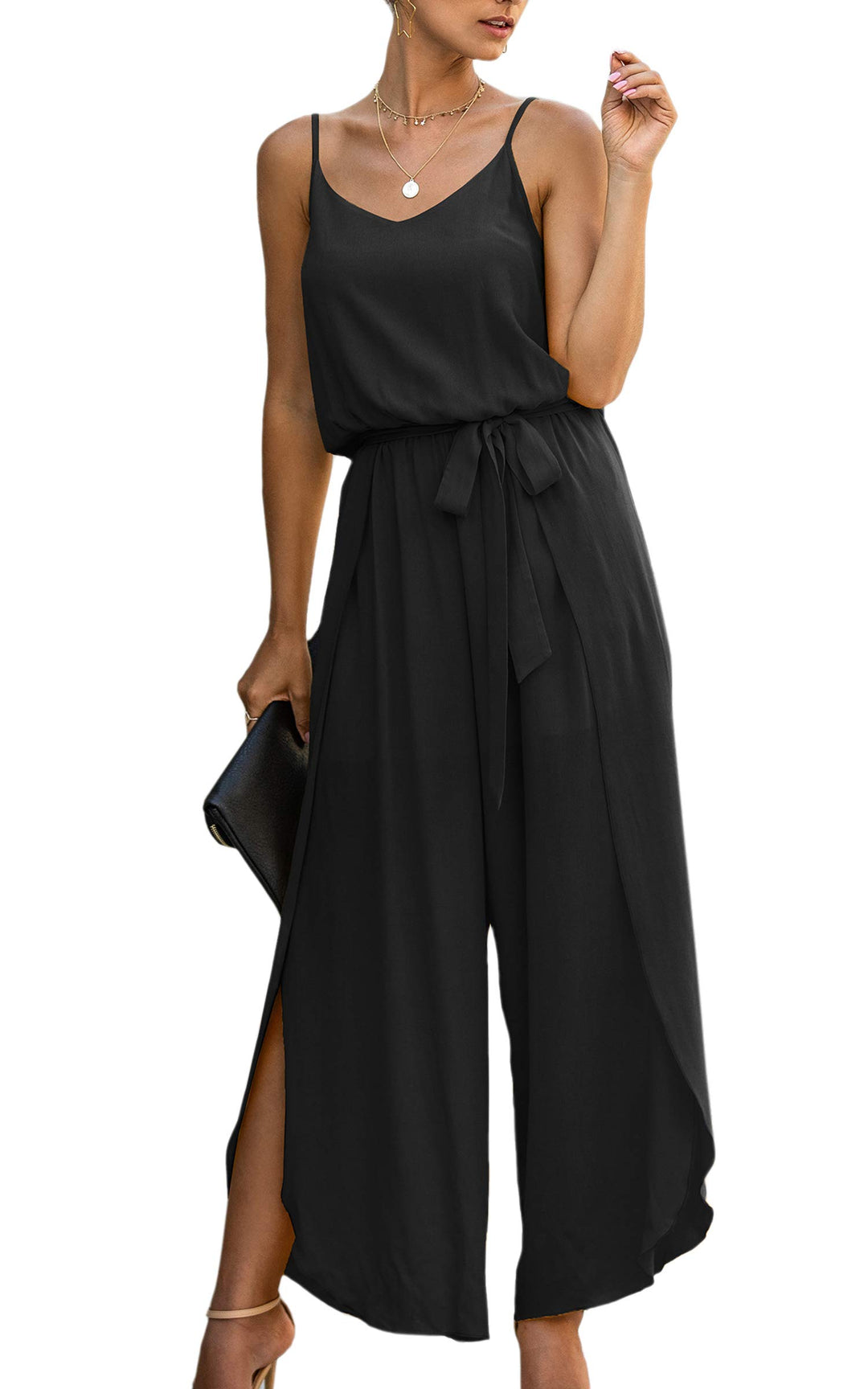 ASOMI Jumpsuit Damen Sommer Lang: Sexy Cocktail Elegant Mode Gürtel Overall Hochzeit Hawaii Urlaub S