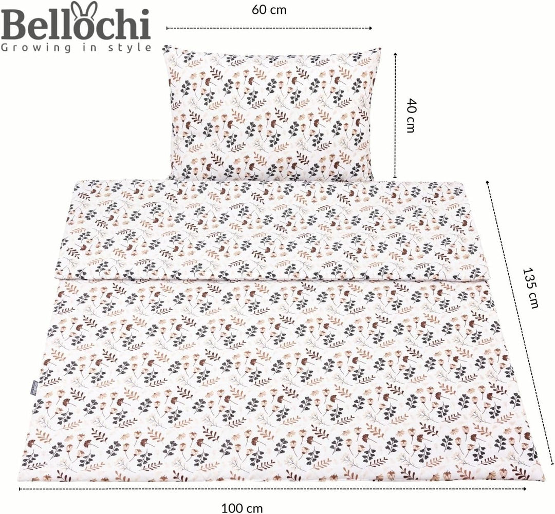 Bellochi Kinderbettwäsche 100x135 aus 100% Baumwolle, Kinderbettdecke 100x135 Set mit Kissen, Kinder