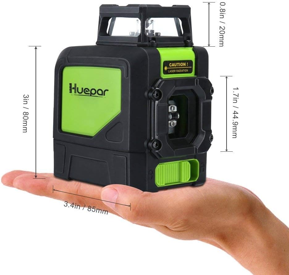 Huepar 901CG 1 x 360 Kreuzlinienlaser Grün, 360 Grad Linienlaser Selbstnivellierenden Laser Level mi