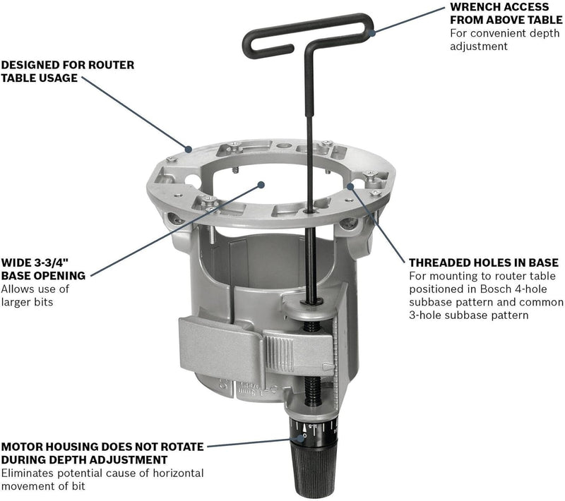 Bosch RA1165 Under-Table Router Base with Above-Table Hex Key by