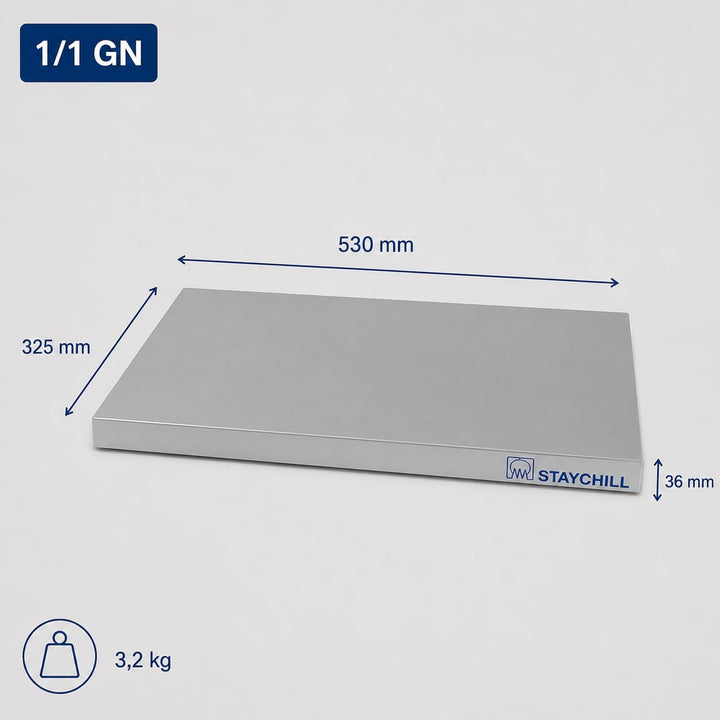 Saro Stay Cool 1/1 GN Kühl-Servierplatte, Metall, Silber, 53 x 32.5 x 3.6