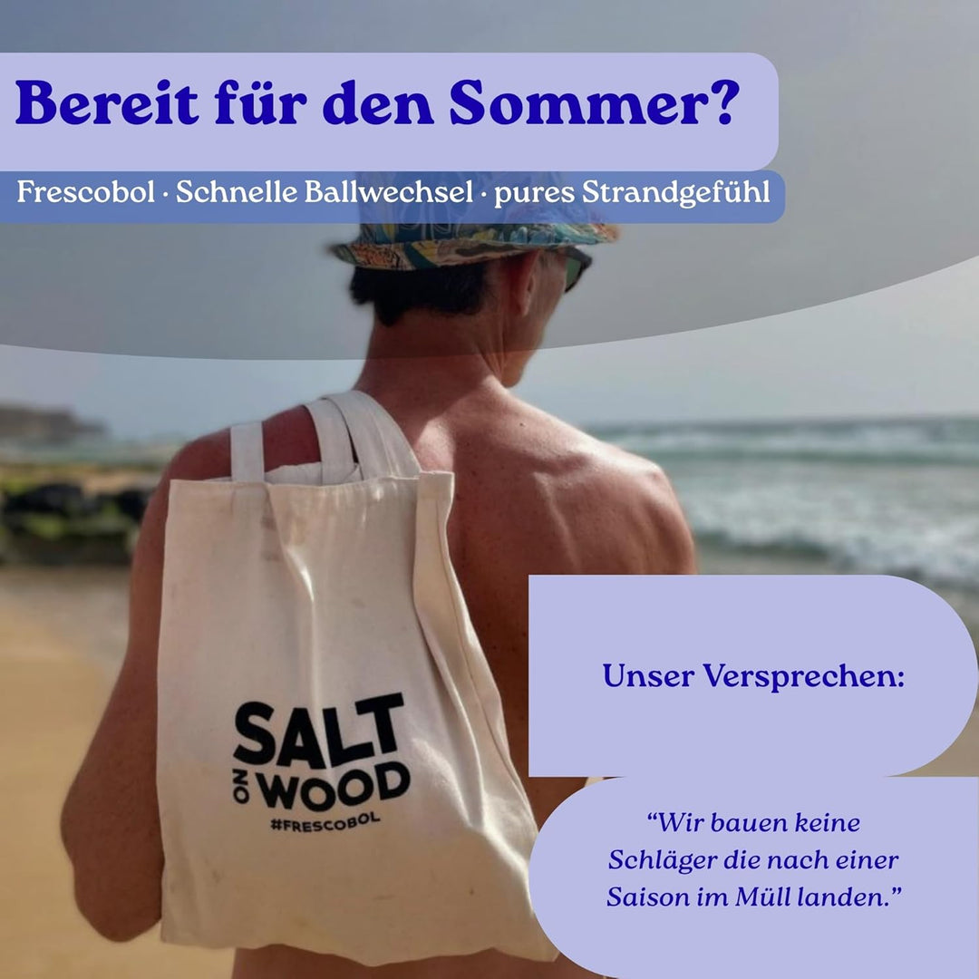 Salt on Wood S|W Frescobol Set | Hochwertige Beachball-Schläger aus Holz extrem schnelle Ballwechsel
