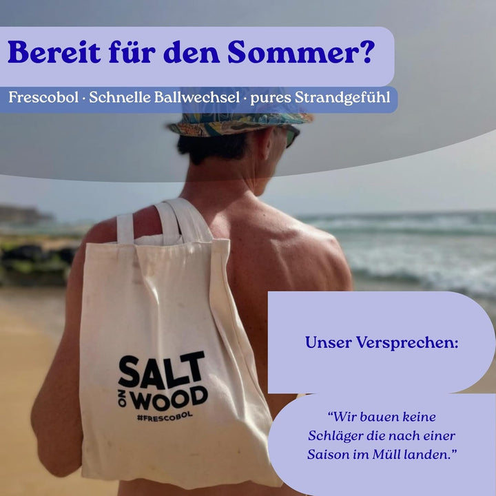 Salt on Wood S|W Frescobol Set | Hochwertige Beachball-Schläger aus Holz extrem schnelle Ballwechsel