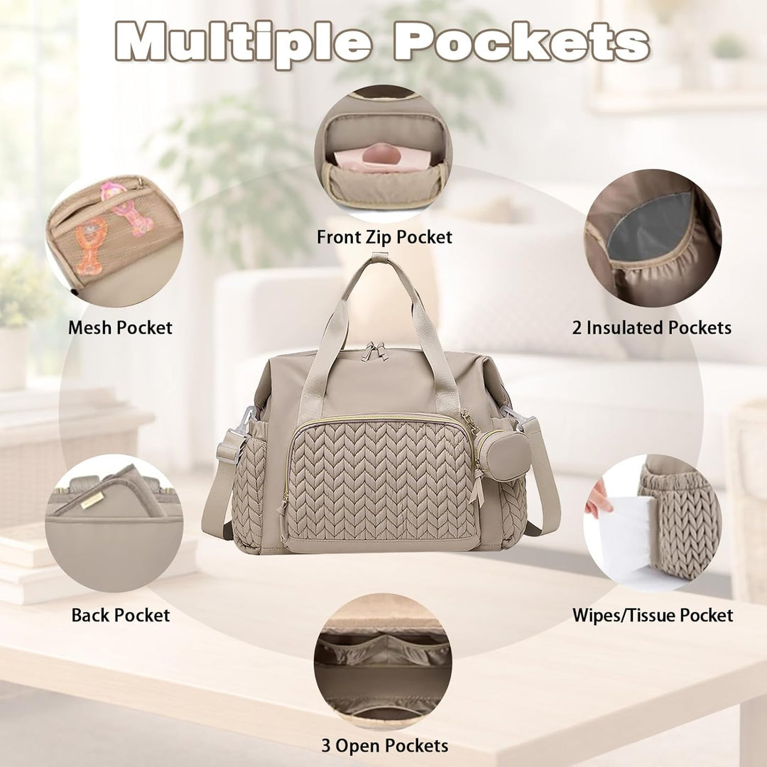 Multifunktionale Wickeltasche Gross, Mommy Bag Schultertasche mit Schnulleretui, Wasserdichte Baby W