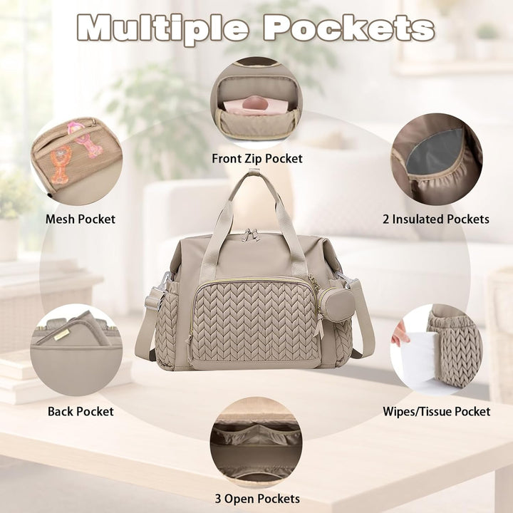 Multifunktionale Wickeltasche Gross, Mommy Bag Schultertasche mit Schnulleretui, Wasserdichte Baby W