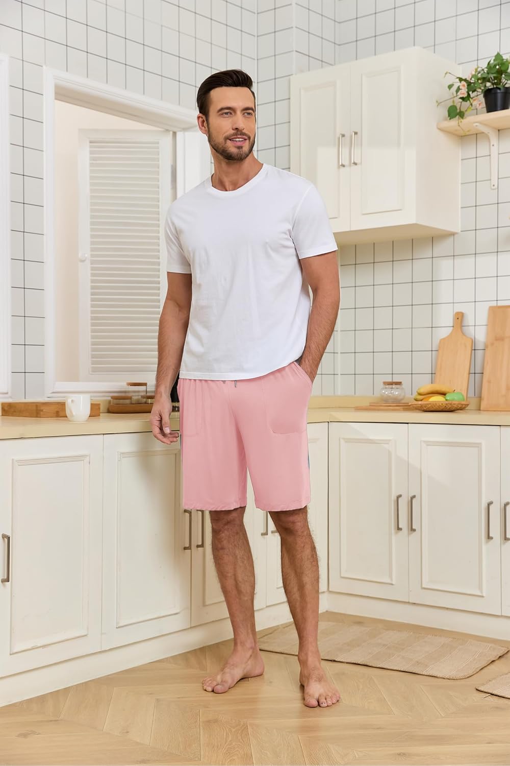COLORFULLEAF 2er/3er Pack Schlafanzughose Herren Kurz Bambus Pyjamahose Schlafhose Weich Sommer Frei