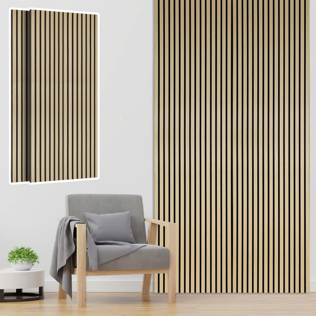 2X Akustikpaneele Holz 120x60cm Wandpaneele aus Holzfunier und Filz,Holzpaneele Rohholz Farbe,Wandve