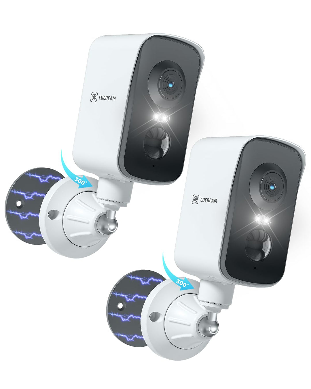 COCOCAM 2PCS Tragbare Magnetische 4G Überwachungskamera mit Sim Karte Aussen/Innen,2K kabellose Kame