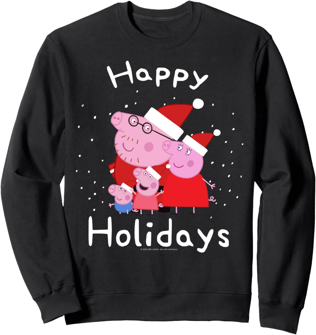 Peppa Pig Christmas Family Portrait Happy Holidays Snow Logo Sweatshirt